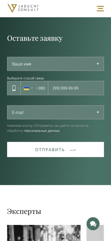 Дизайн landing page Laduchi Consult дизайн формы захвата