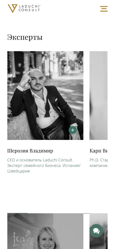 Дизайн landing page Laduchi Consult - блок с экспертами
