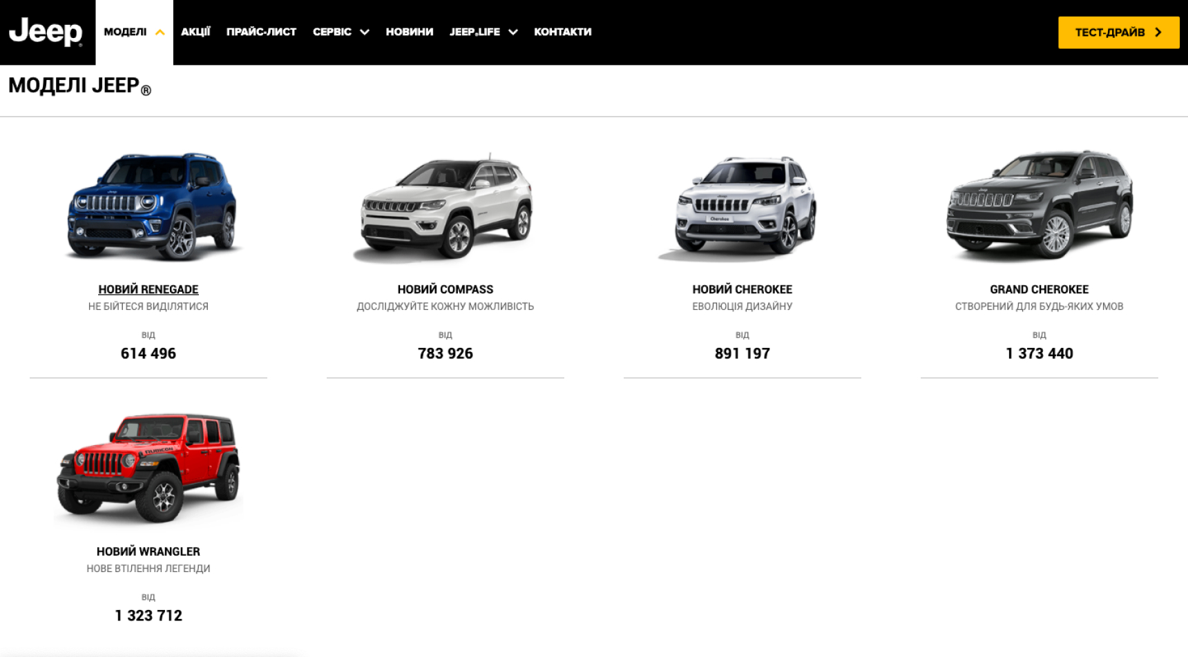 Jeep Украина официальный импортер , новый сайт